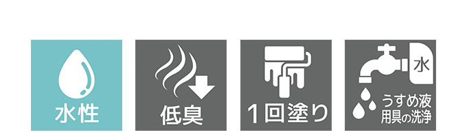 水性/低臭/1回塗り/うすめ液と用具洗浄は水